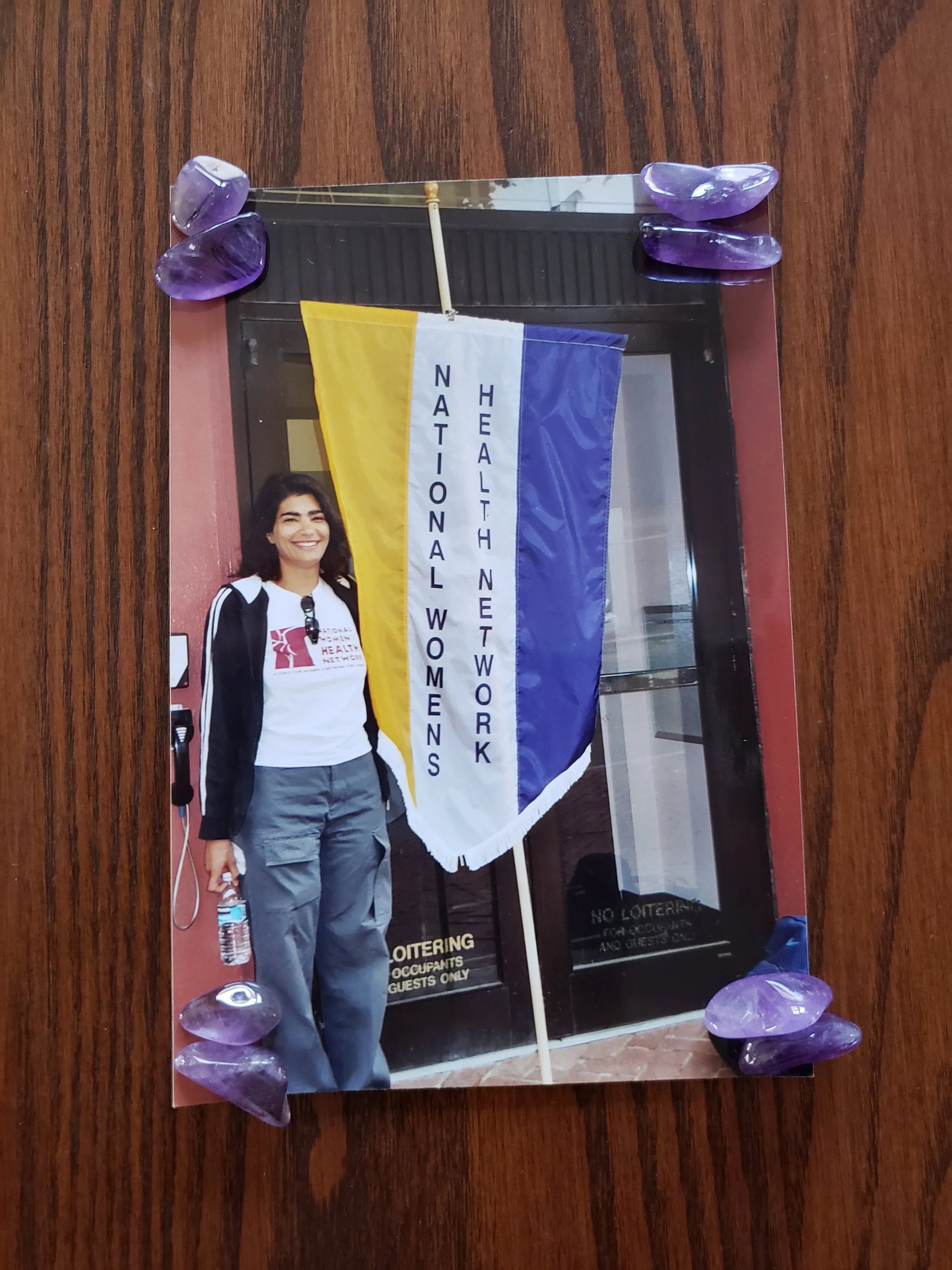 Amy Allina Holding the NWHN Banner