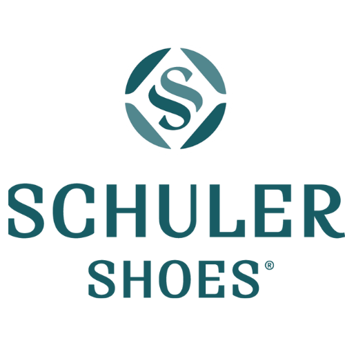 Schuler Shoes logo with a stylized 'S' inside a circle.