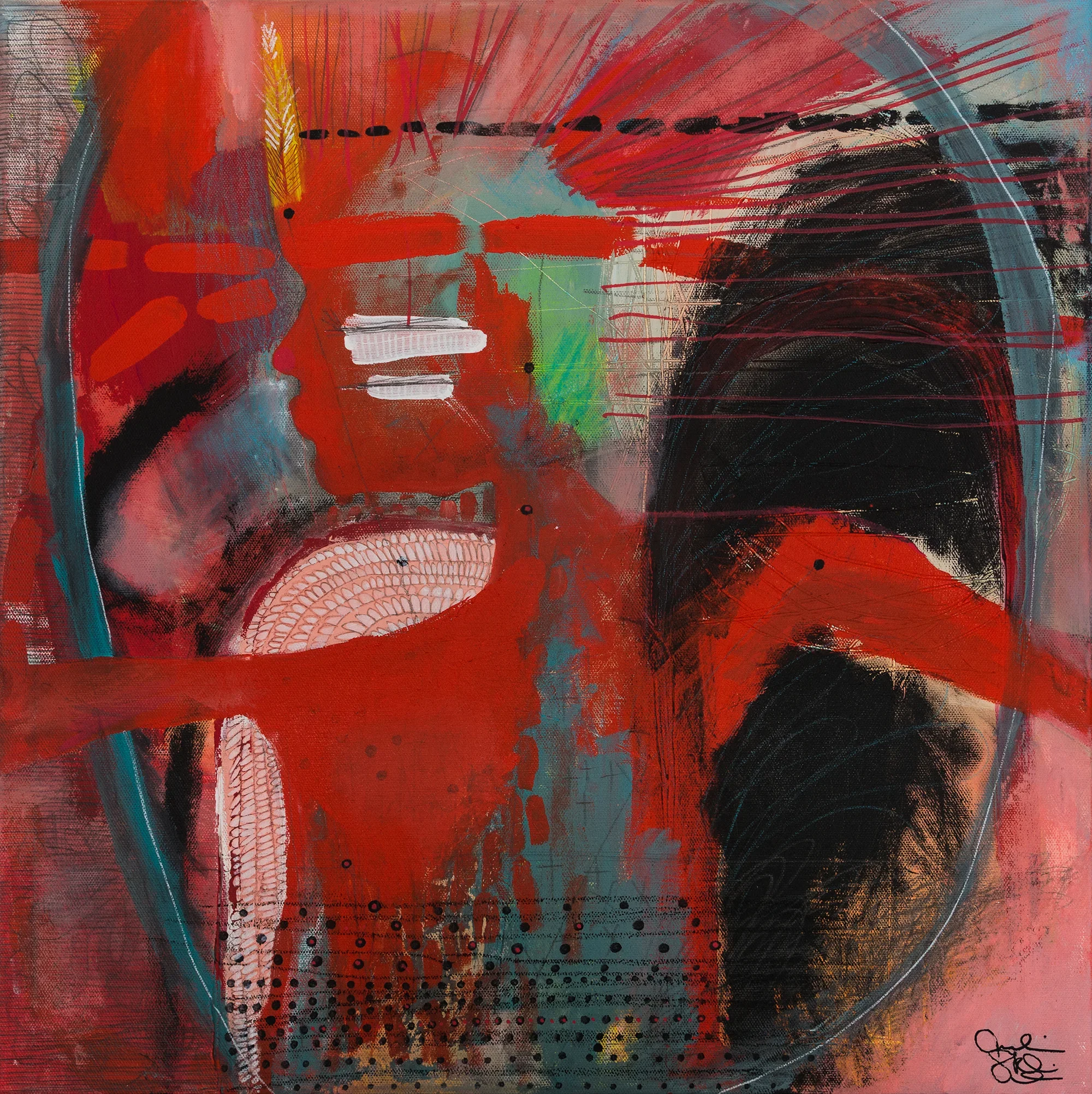 "Petit homme"   -  Médiums mixtes sur toile   -  20 x 20 pouces 