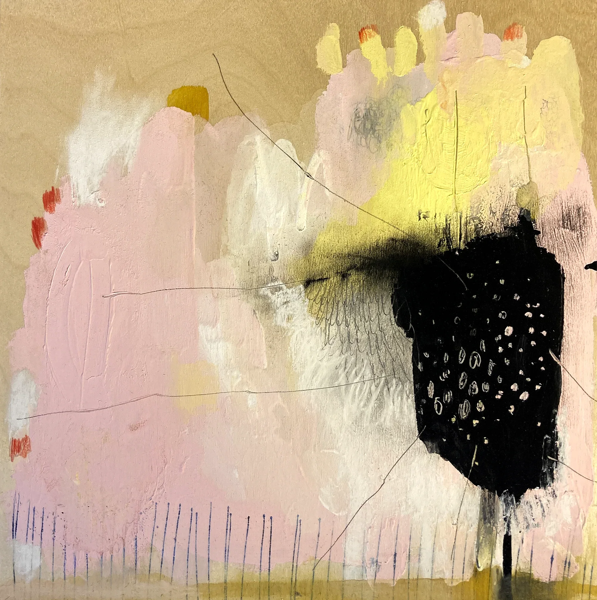 "Étoile d"achilée"   -  Médiums mixtes  sur bois   -  12 x 12 pouces 