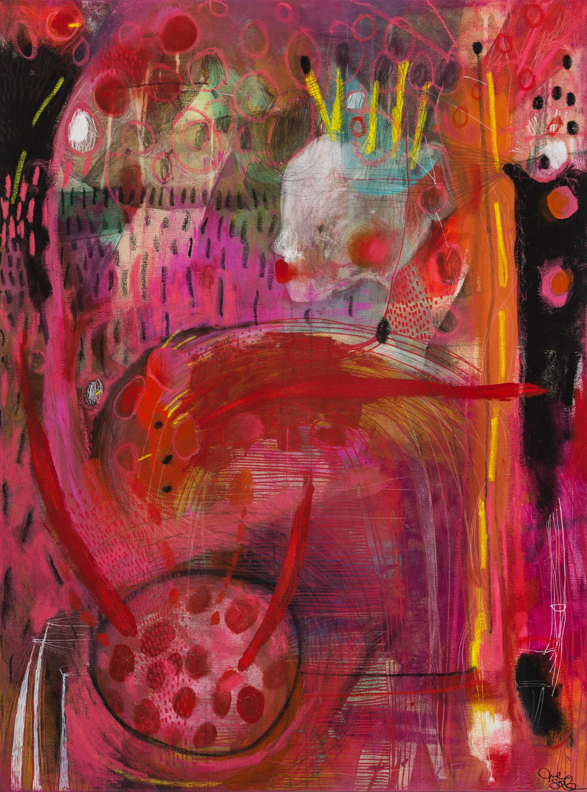 "Transformer les soucis"   -  Médiums mixtes sur toile   -  30 x 40 pouces 