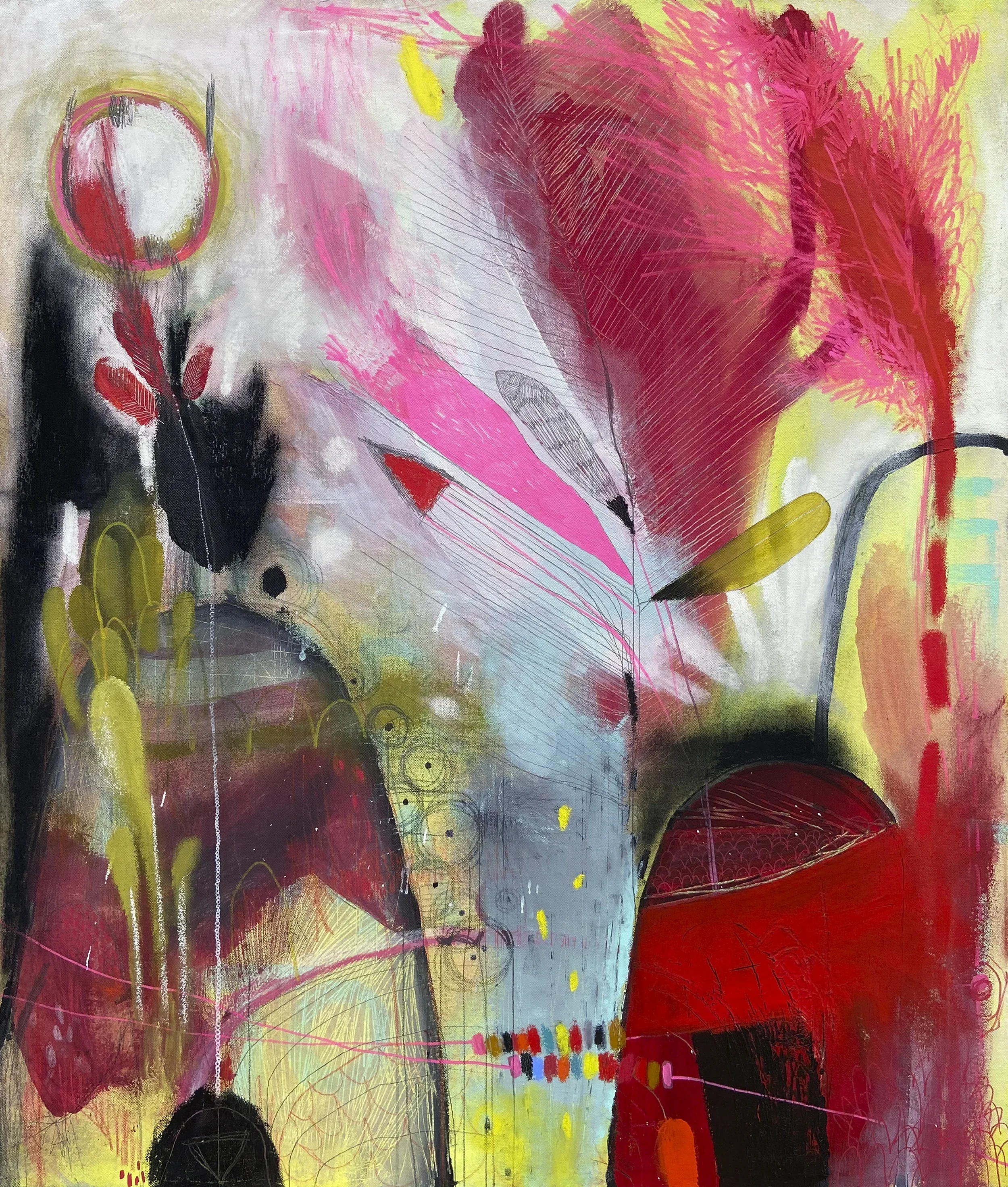 "Arriver ailleurs"   -  Médiums mixtes sur toile   -  30 x 36 pouces 