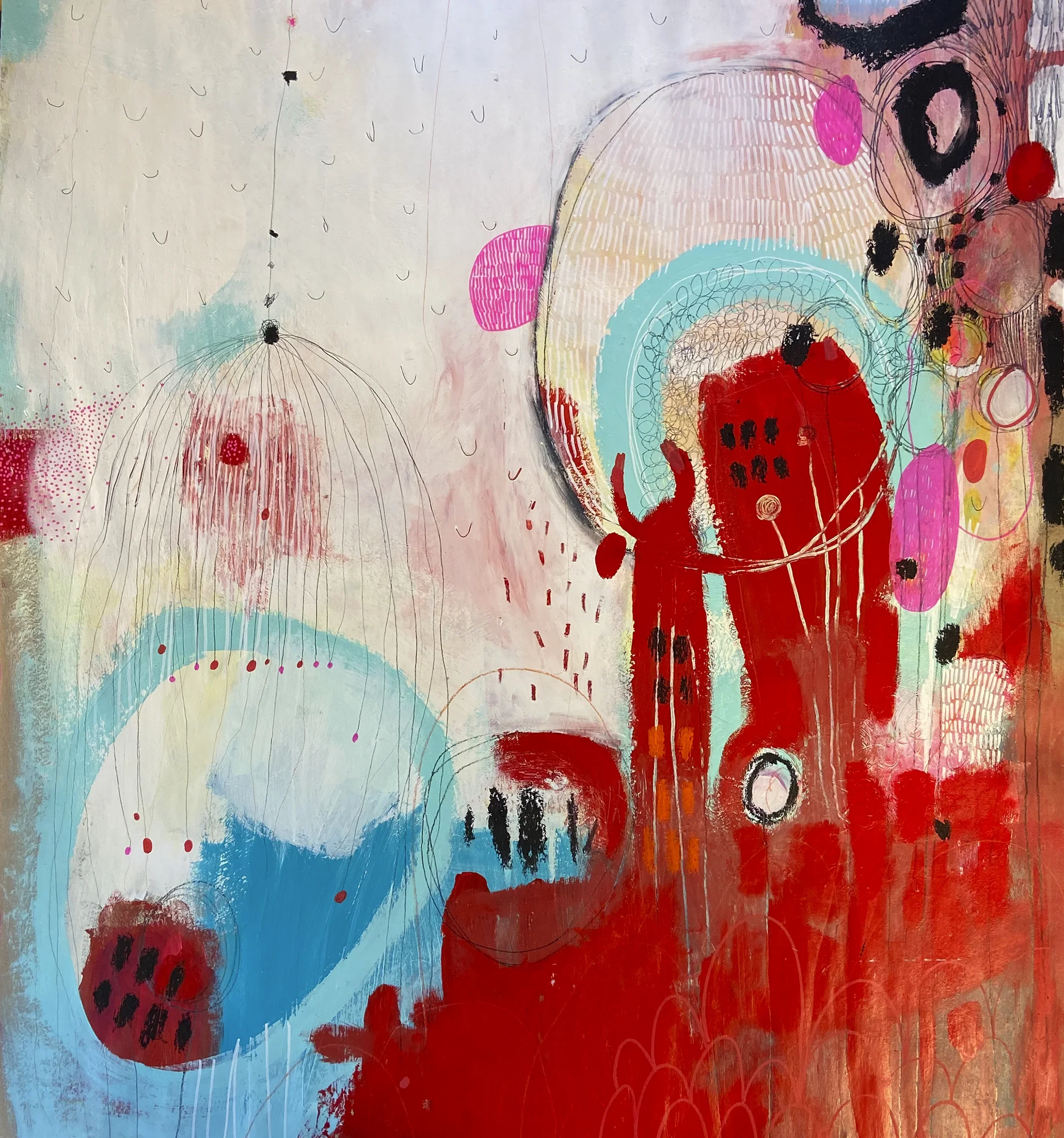 "Hong-Kong"   -  Médiums mixtes sur papier,    -  30 x 32,5 pouces 