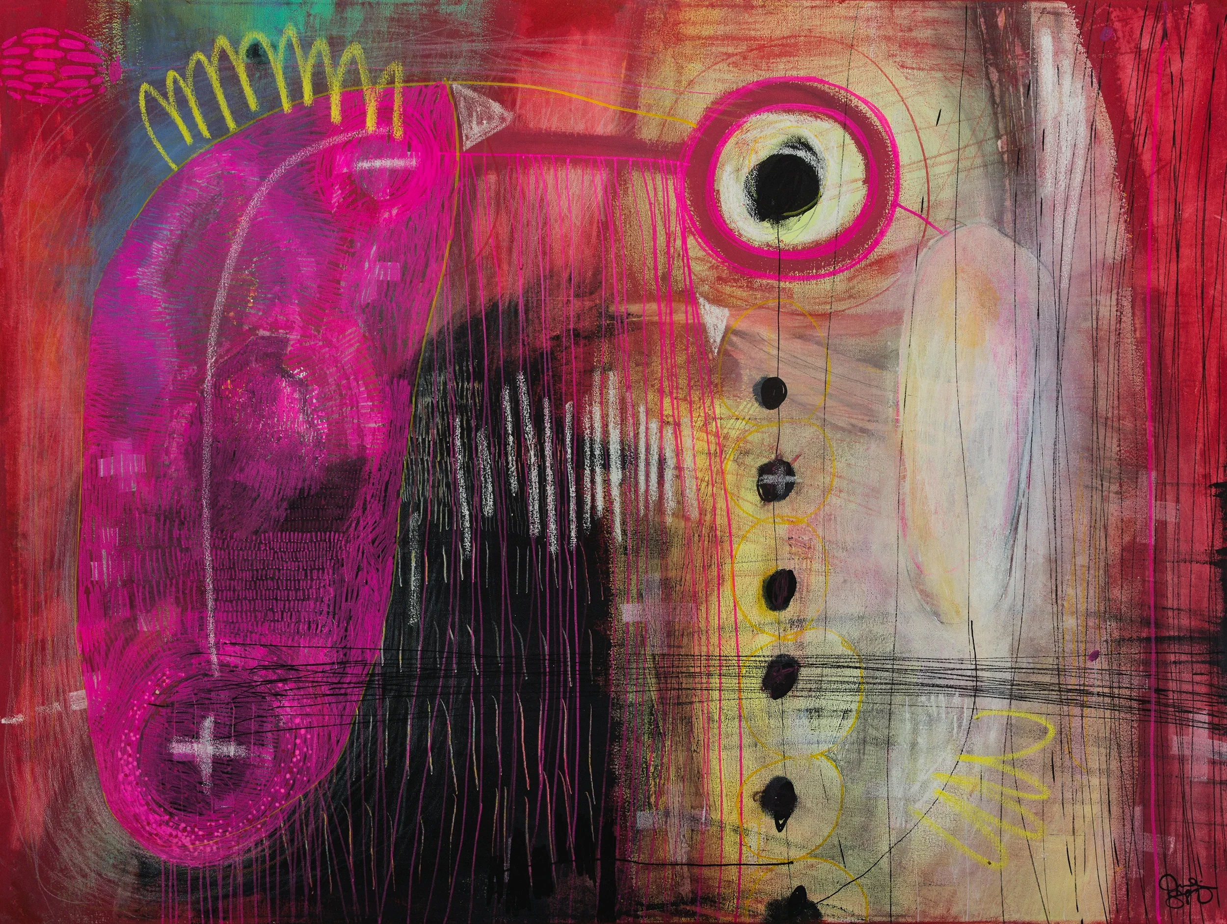 "Souffle d'oiseaux"   -  Médiums mixtes sur toile   -  40 x 30 pouces 