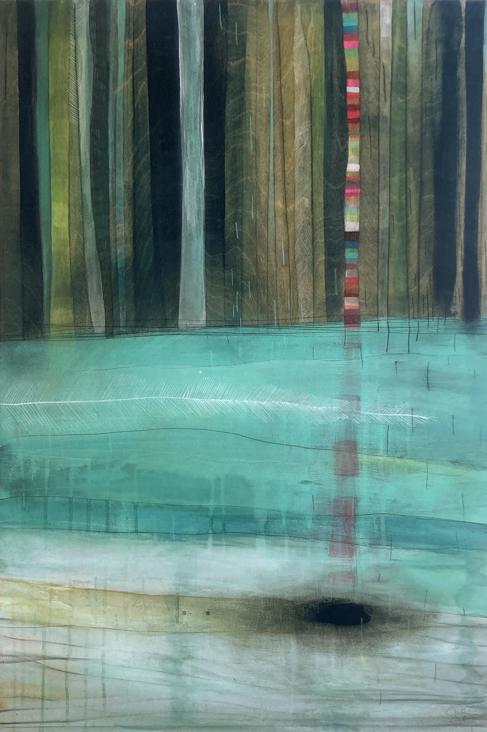 "Fratrie 2"   -  Médiums mixtes sur bois  -  24 x 36 pouces