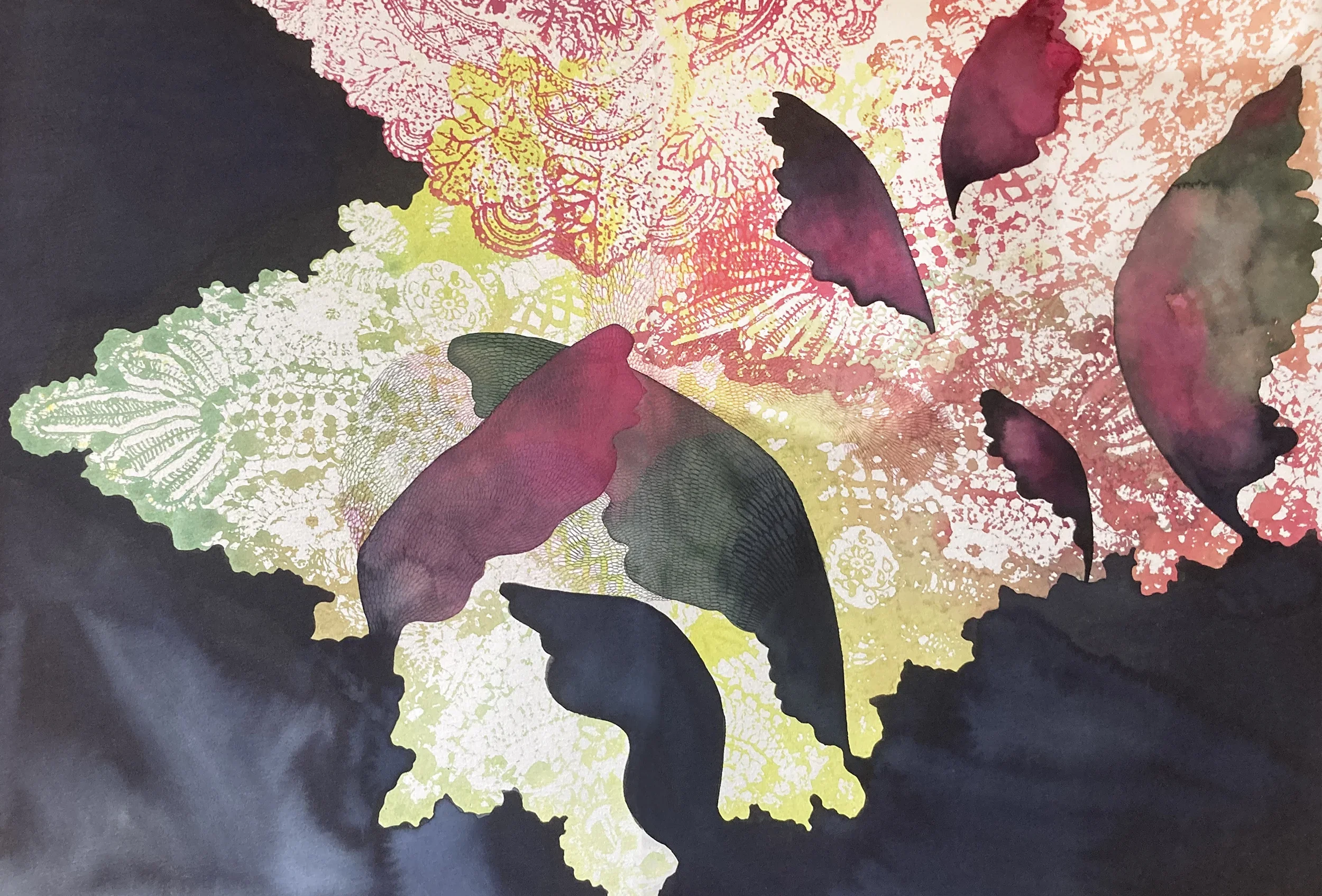 "Transmission féminine"   -  Encre et crayon sur papier   -   24 x 18 pouces 