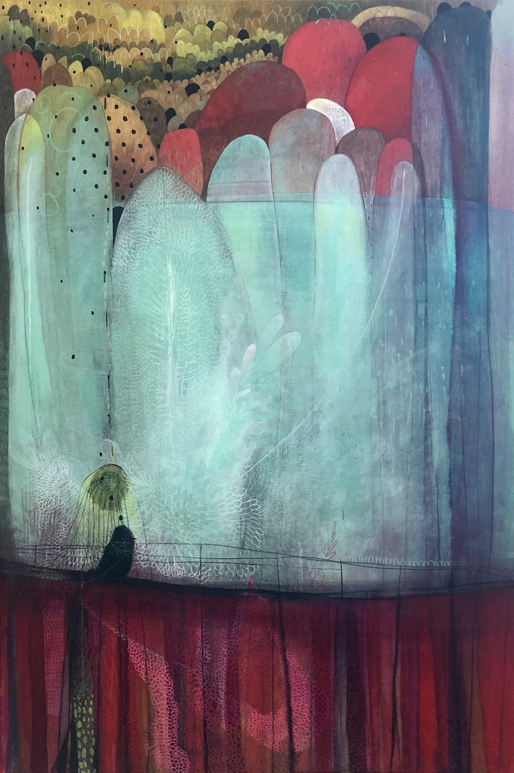 "Fratrie 1"   -  Médiums mixtes sur bois  -  24 x 36 pouces