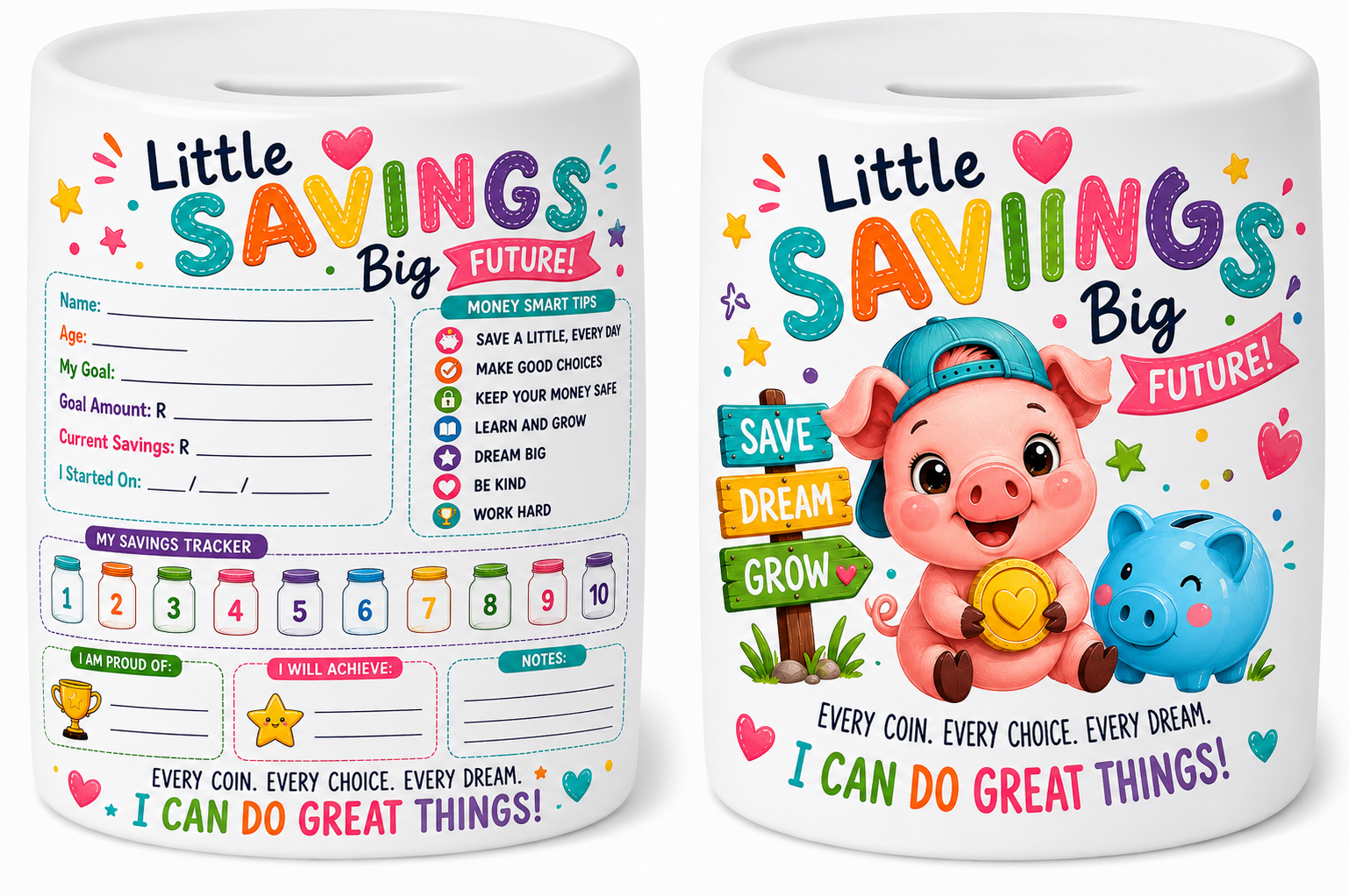 Little Savings, Big Future Piggy Bank with Acrylic Pen