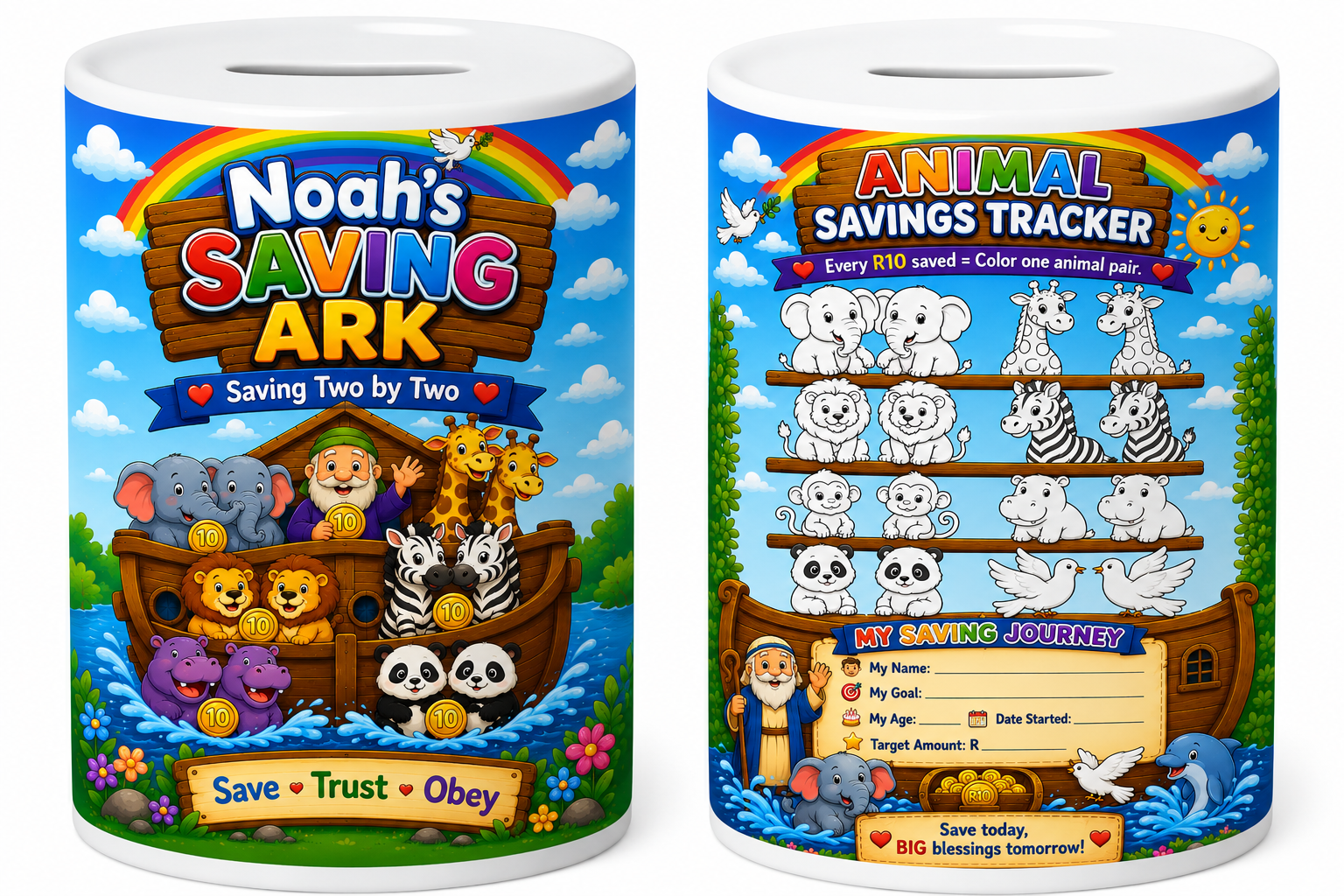 Noah's Saving Ark Piggy Bank with Acrylic Pen