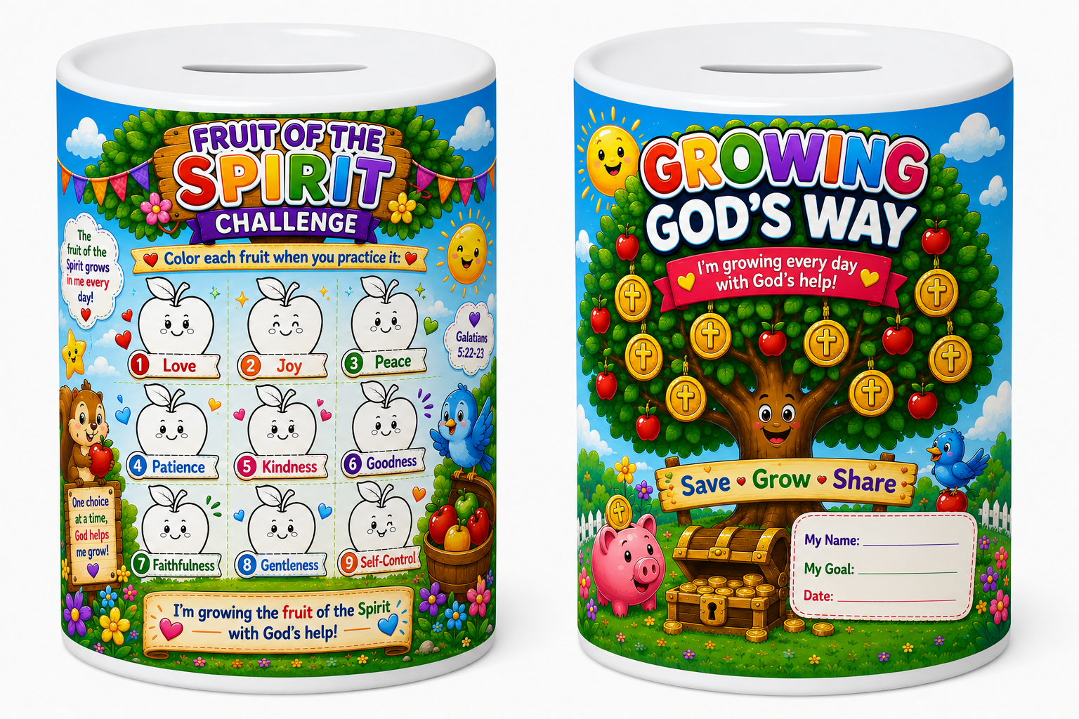 'Growing God's Way' Piggy Bank with Acrylic Pen