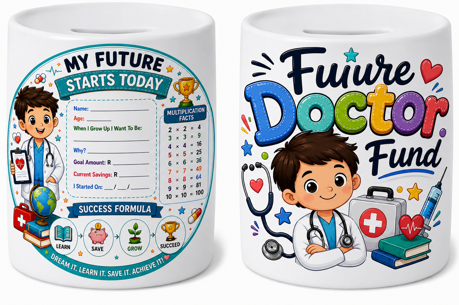 Future Doctor Fund Piggy Bank with Acrylic Pen