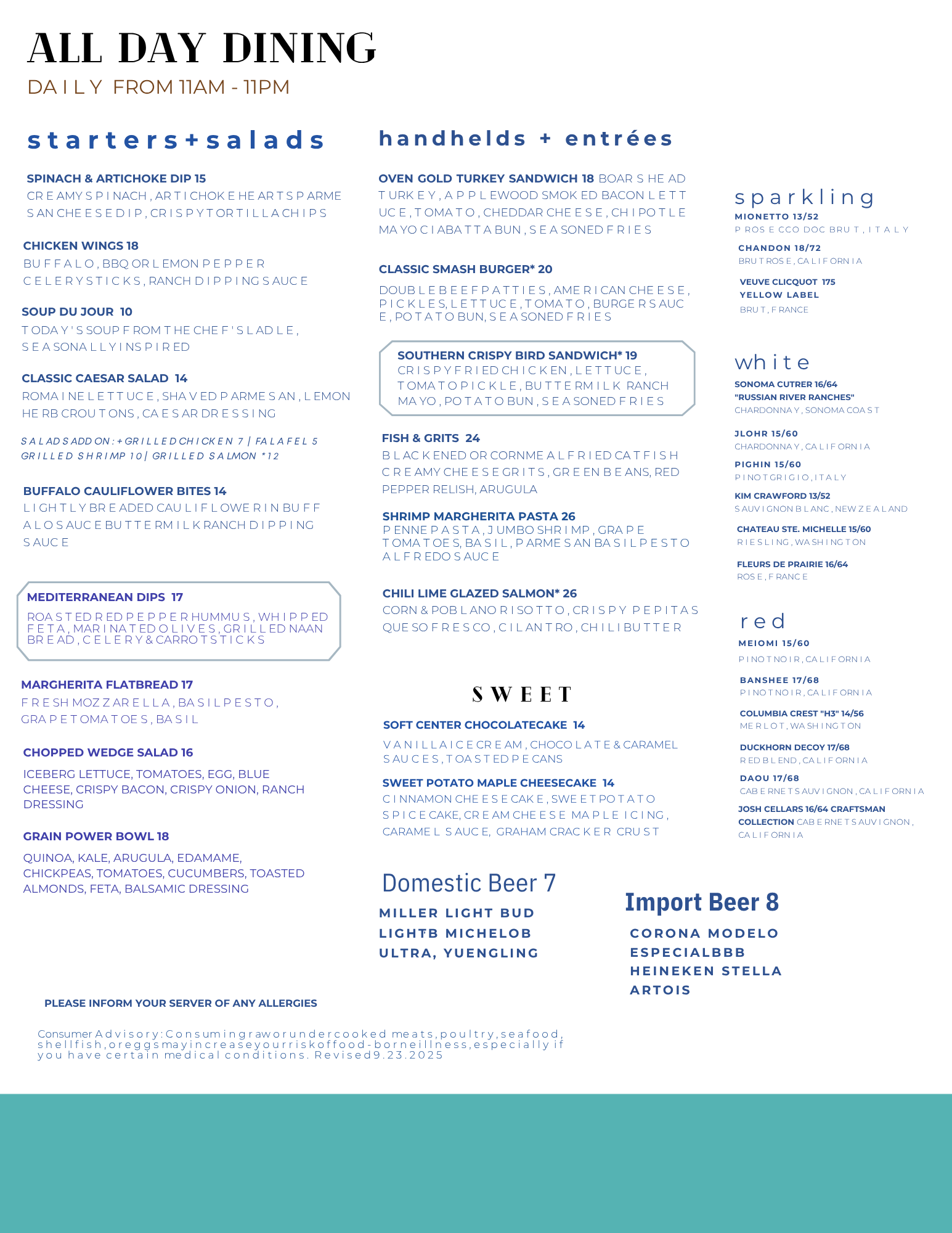 In-Room Dining Menu — Dine & Discover: A taste for every moment