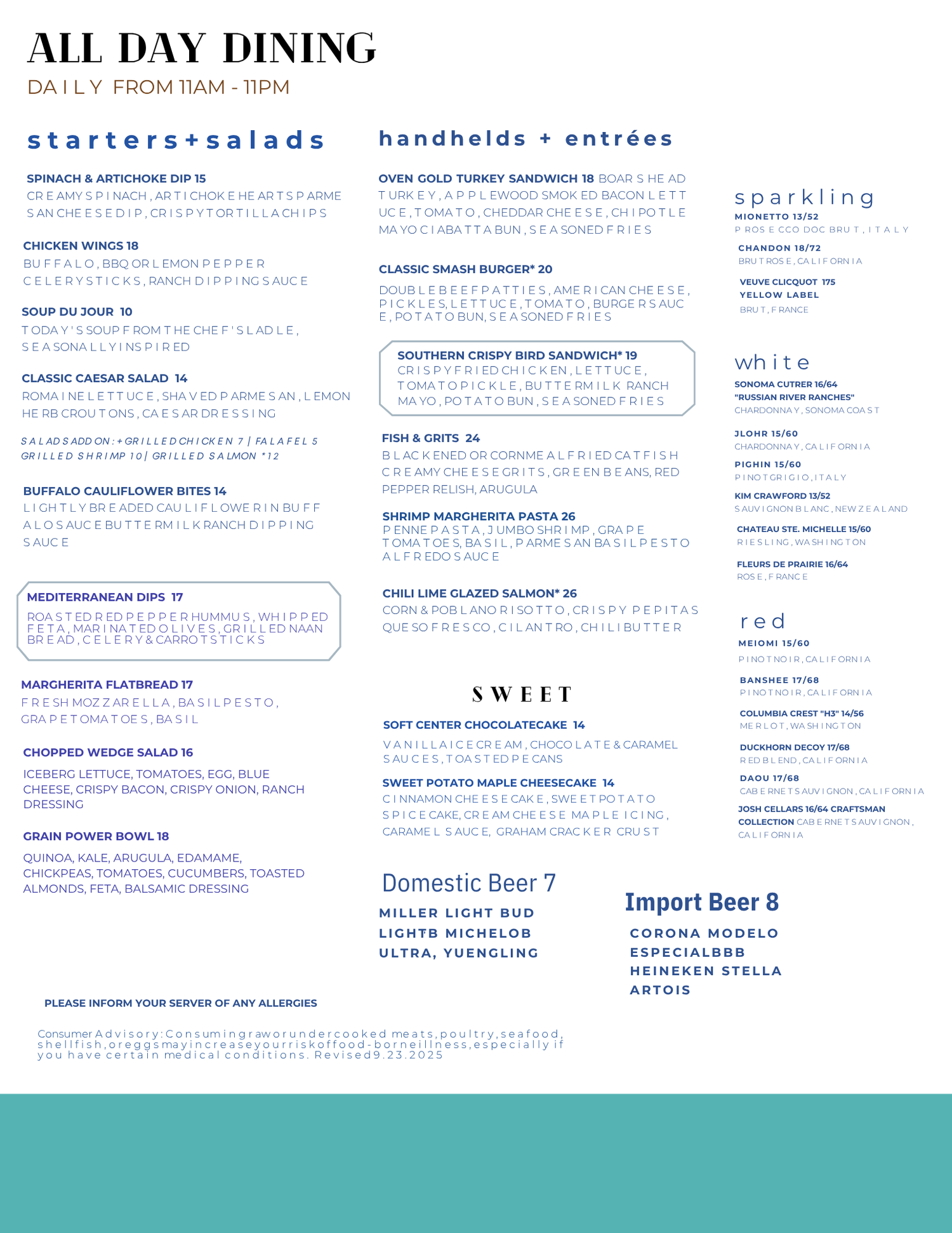 In-Room Dining Menu — Dine & Discover: A taste for every moment