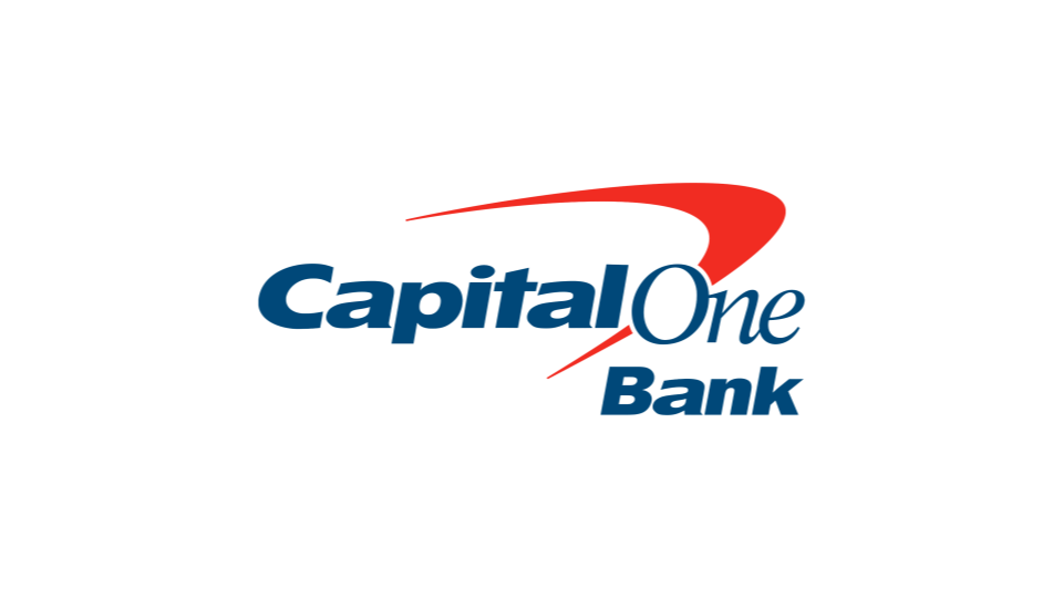 Capital One Bank logo with red and blue design.