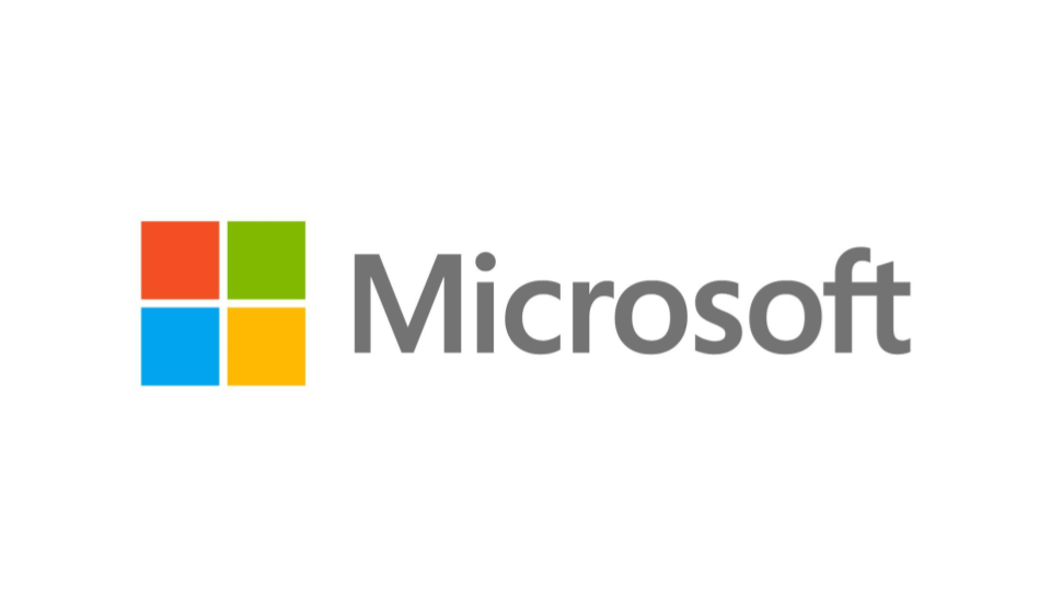 Microsoft logo with four colored squares and the word 'Microsoft' in gray text.
