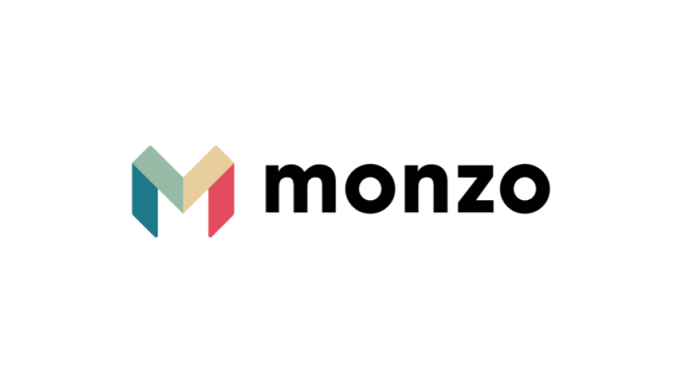 Monzo logo with a stylized 'M' in pastel colors followed by the word 'monzo' in black text.