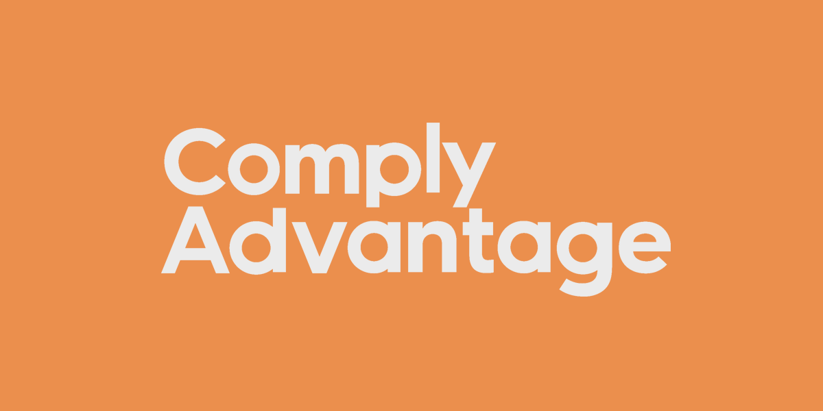 Text that reads "Comply Advantage" in white font on an orange background.