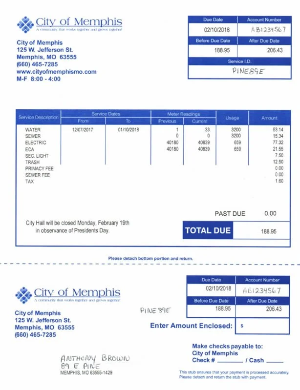 How to Read Your City Bill — City of Memphis, Missouri