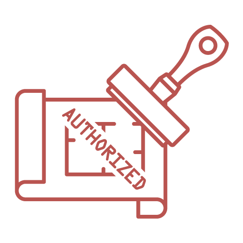Stamp with 'Authorized' on a document.