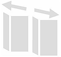 Two bar graphs with arrows pointing left and right.