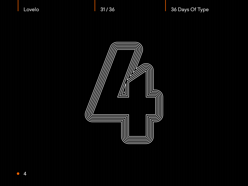 A digital countdown timer displaying the number 4 with a neon-style outline, on a black background with some text at the top and bottom.