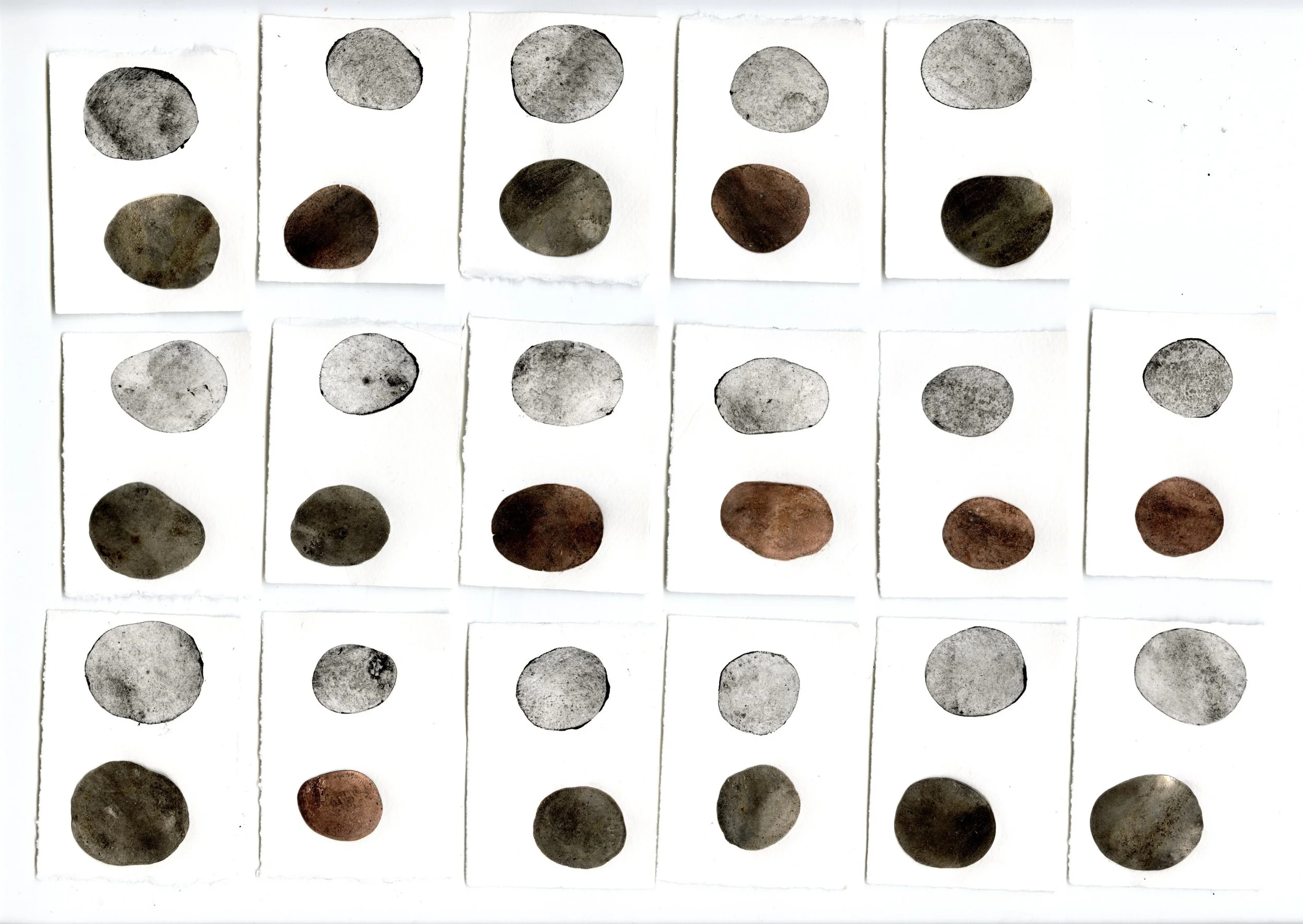 "Coin Impressions," flattened coin intaglio, 2.5"x3", 2025.
