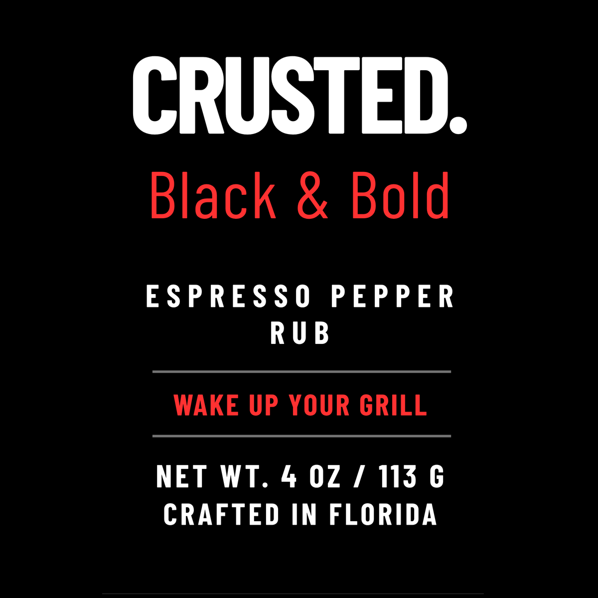 Black & Bold label: Espresso Pepper Rub