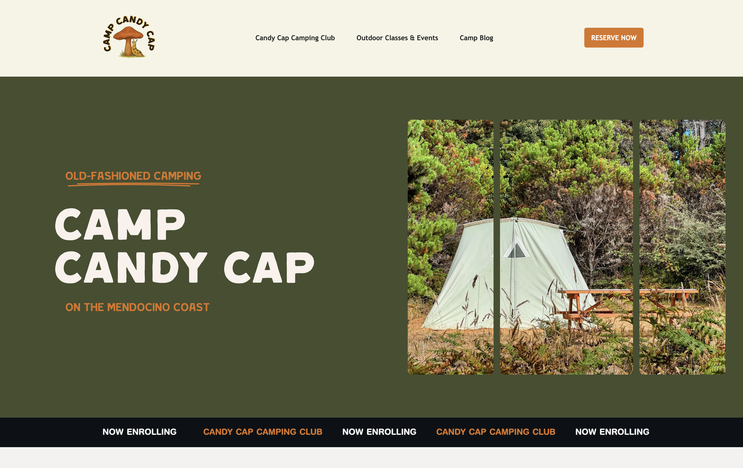 Camp Candy Cap Homepage
