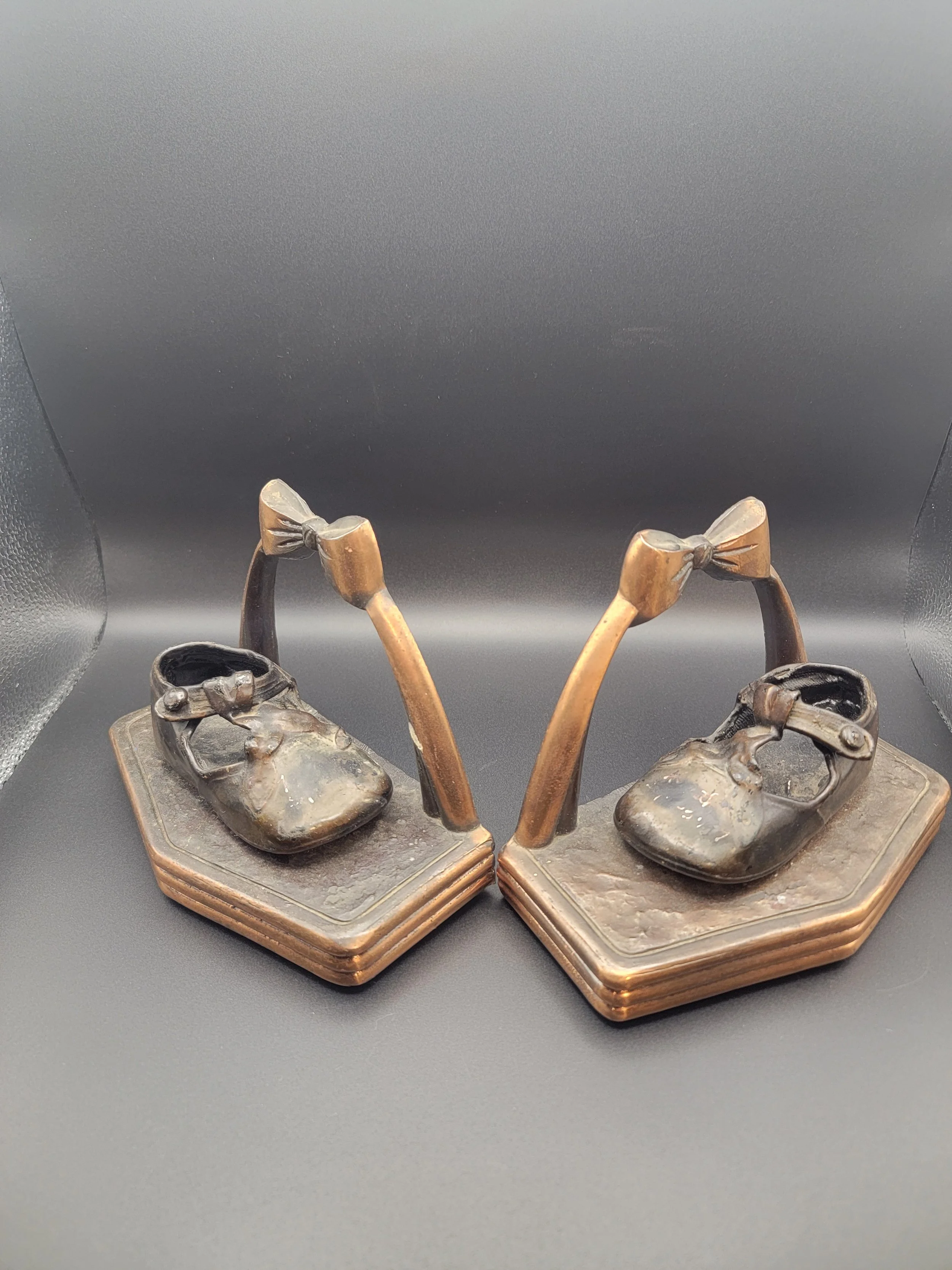 Antique Bronze Baby Shoe Bookends