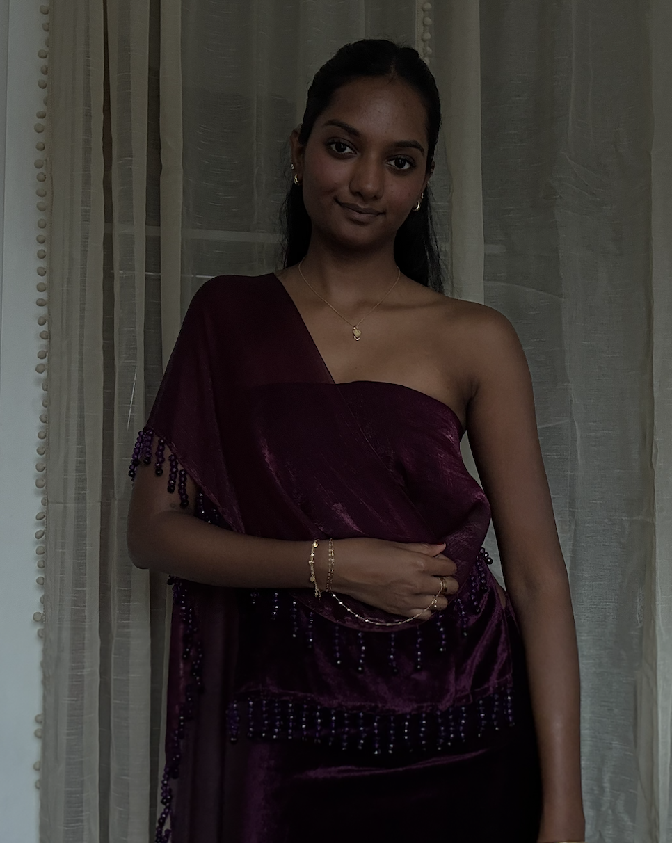 velvet beaded mini lehenga