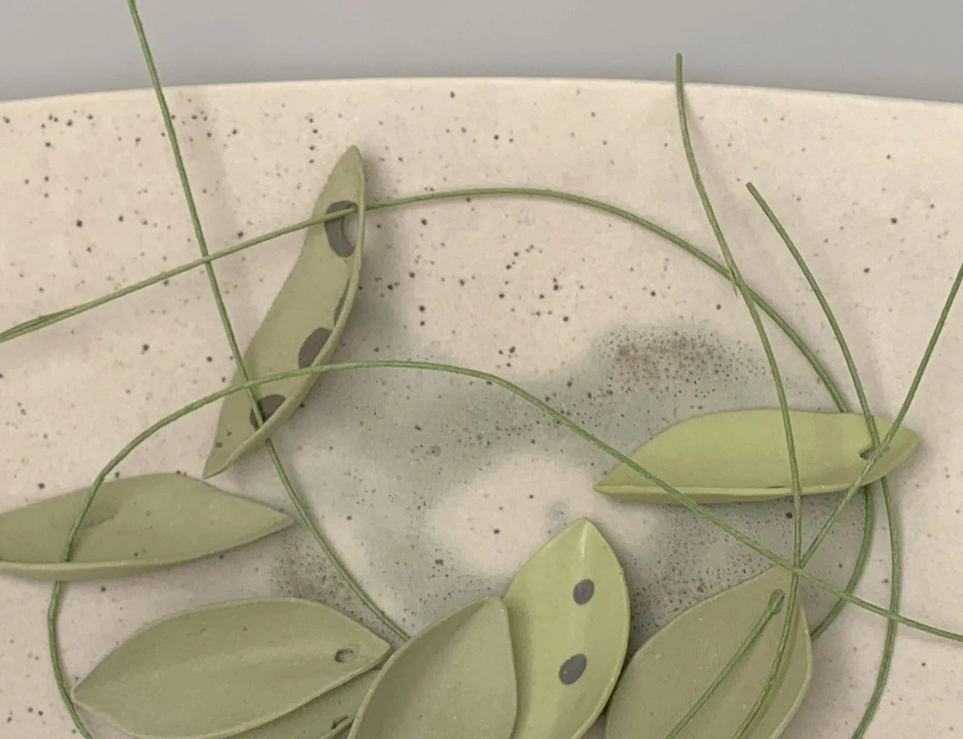 Fallen Green. Porcelain, paper. 27cm L x 19.5cm D x 3cm H