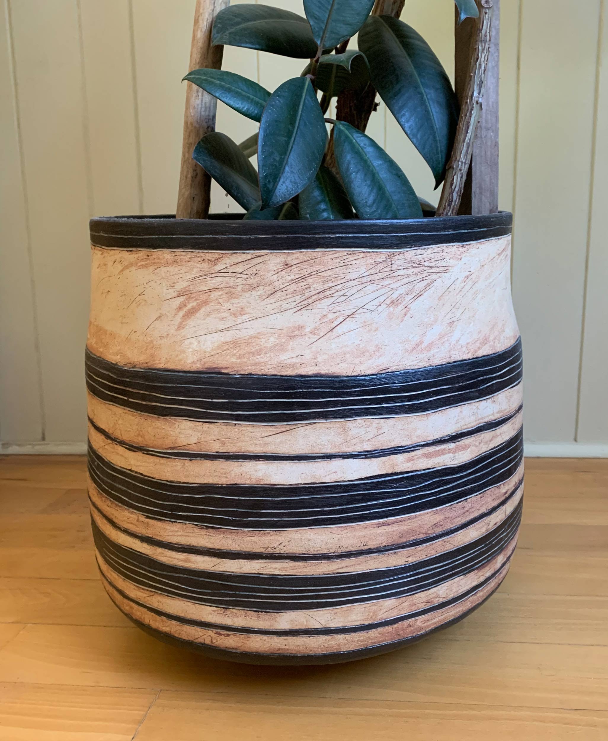 Large Planter 2. Stoneware. 32cm H x 33 D.