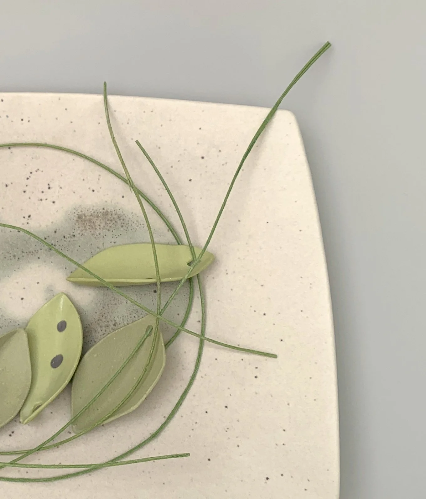 Fallen Green. Porcelain, paper. 27cm L x 19.5cm D x 3cm H