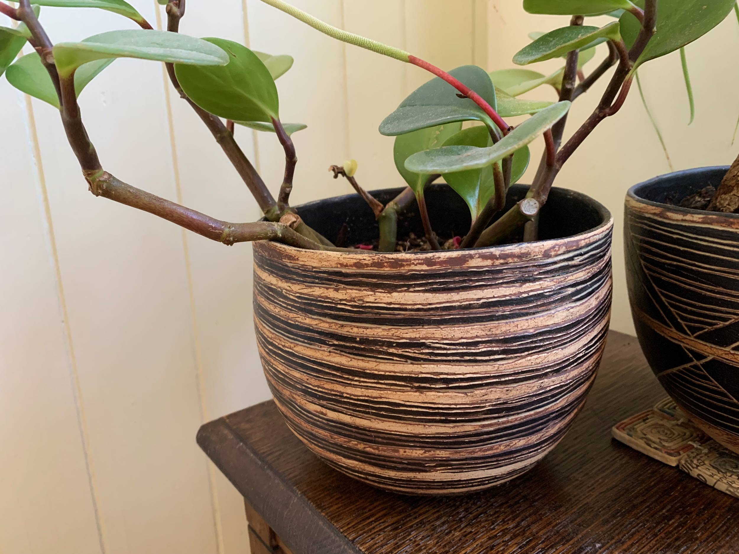 Bowl 4. Stoneware, black slips. 14cm H x 19cm D.