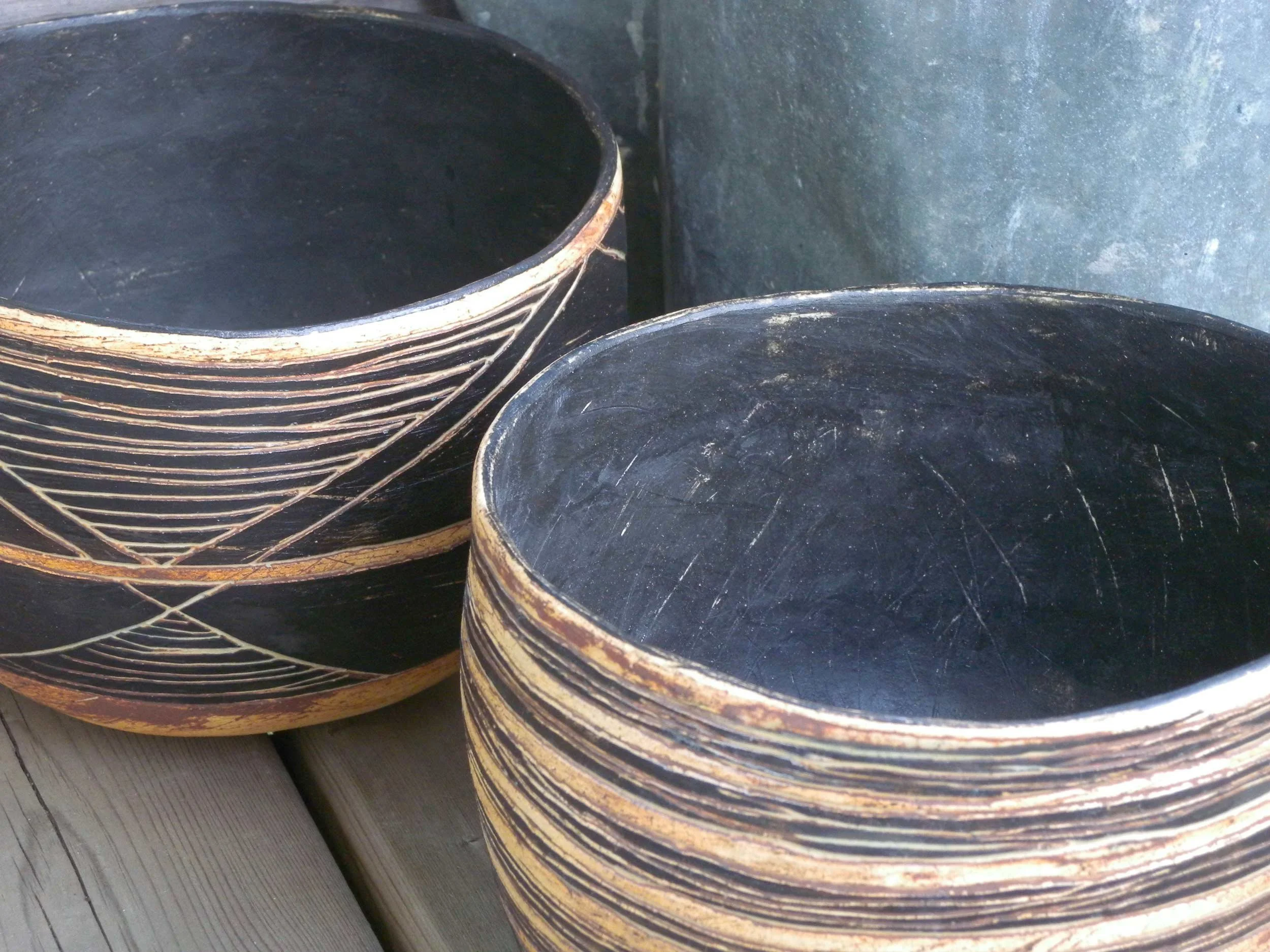 Ensemble. Stoneware, black slip.