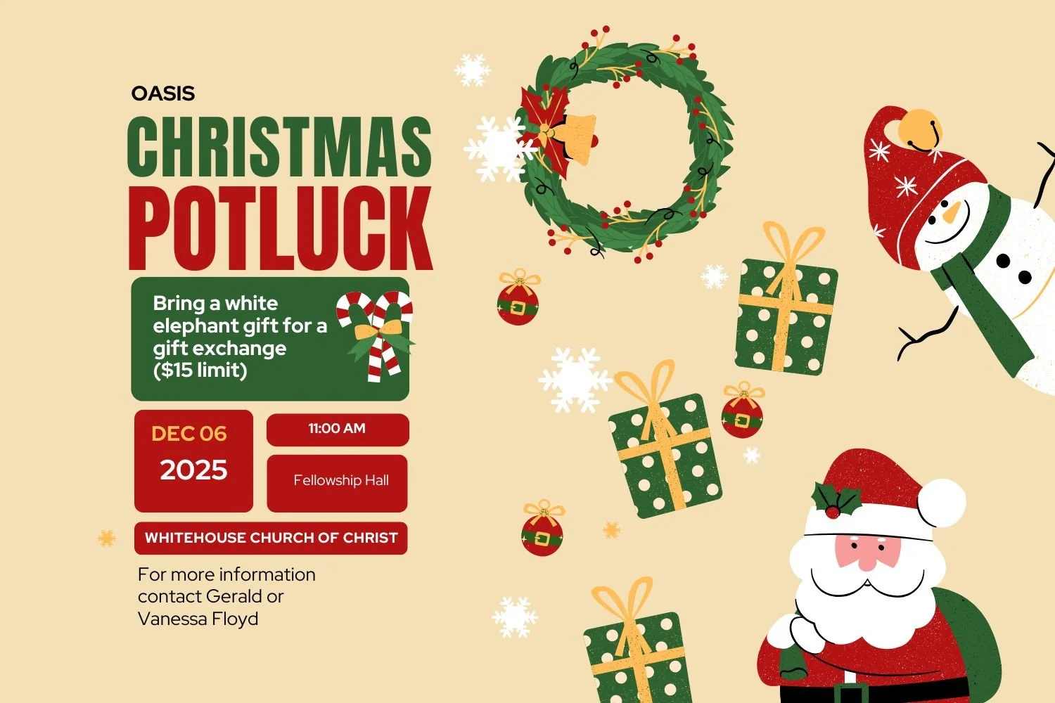 Oasis Christmas Gift Exchange &amp; Potluck