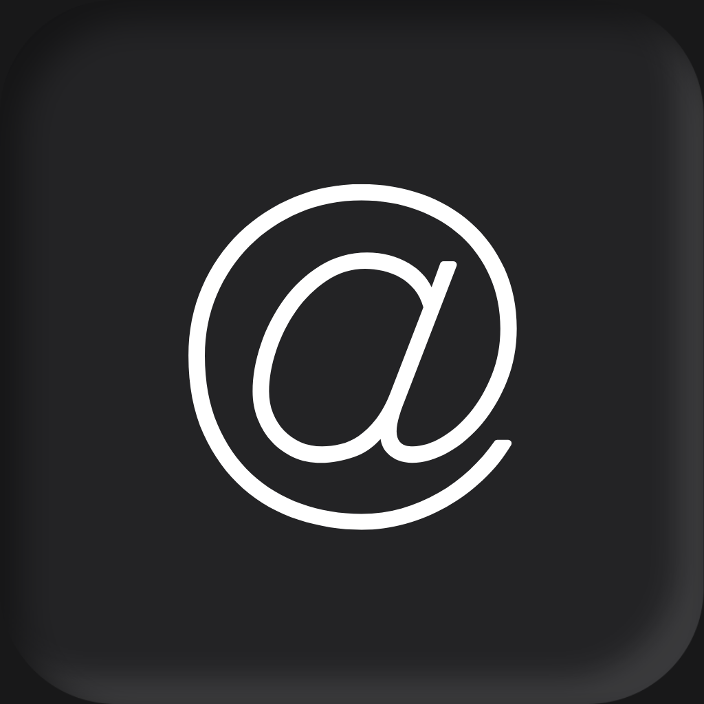 White lowercase at symbol (@) on a black background