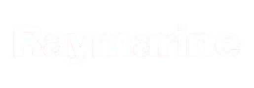 Logo de Raymarine en fondo negro.