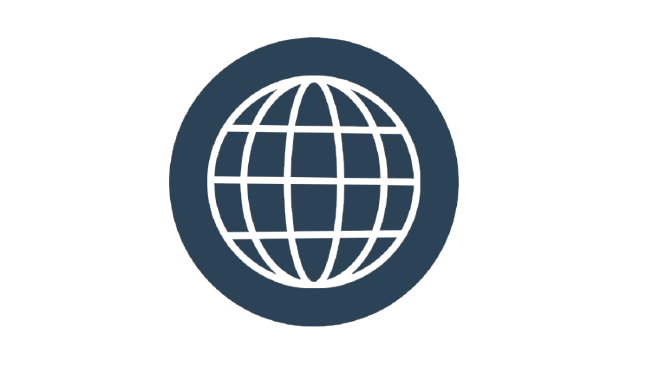 Símbolo de un globo terráqueo, representando el mundo o la globalización.