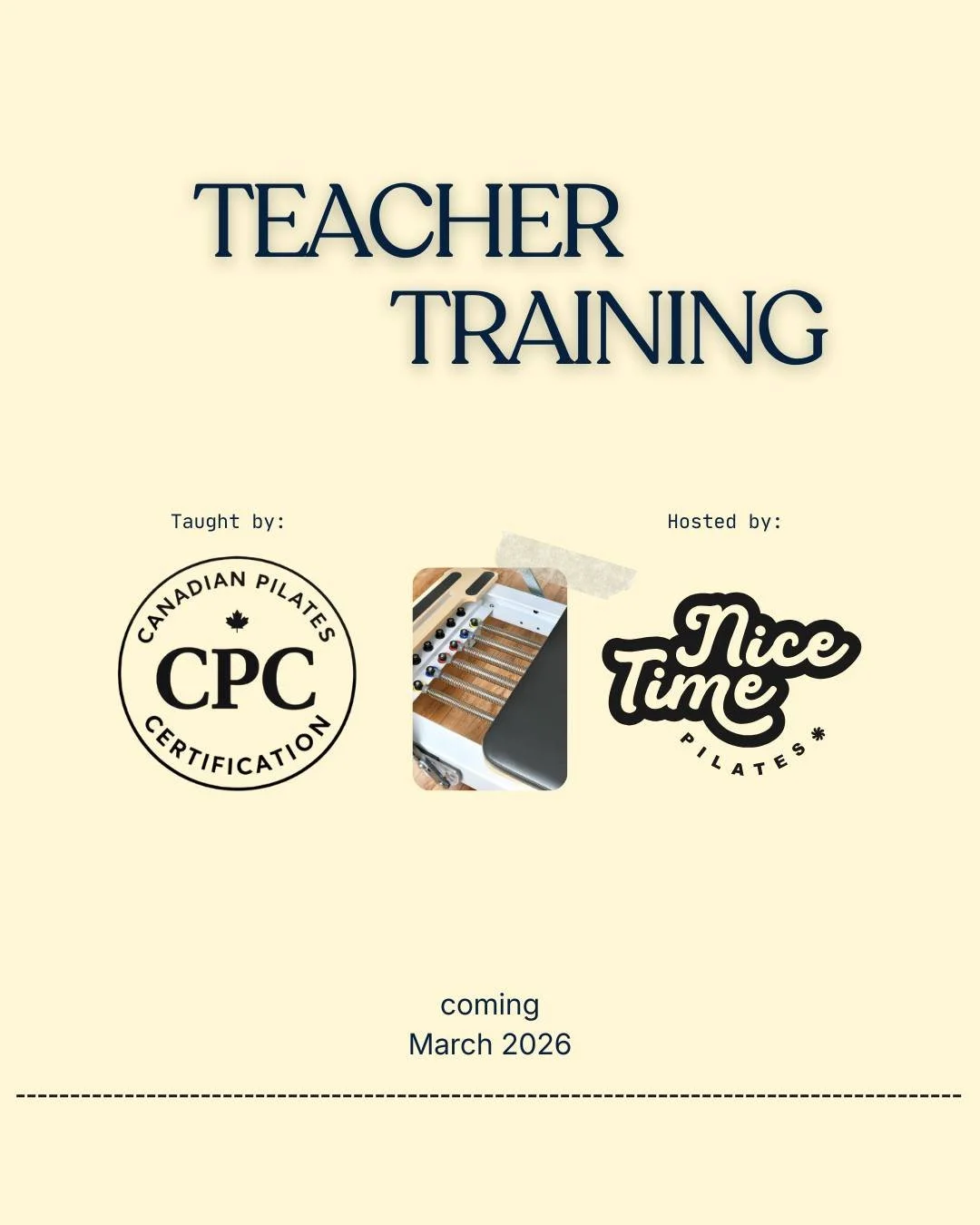 We&rsquo;re excited to host upcoming Canadian Pilates Certification (CPC) @canpilatescert teacher training modules at Nice Time Pilates.

CPC is led by Shannon Shea and Tara Berry and is known for thoughtful, technique-forward Pilates education.

We 