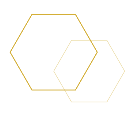 Two overlapping gold outlined hexagons.