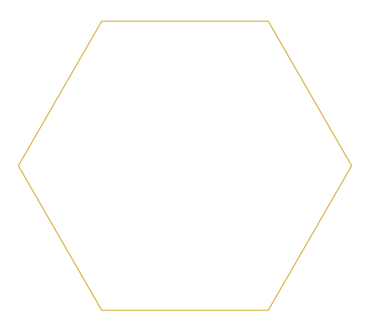 a gold outline of a hexagon