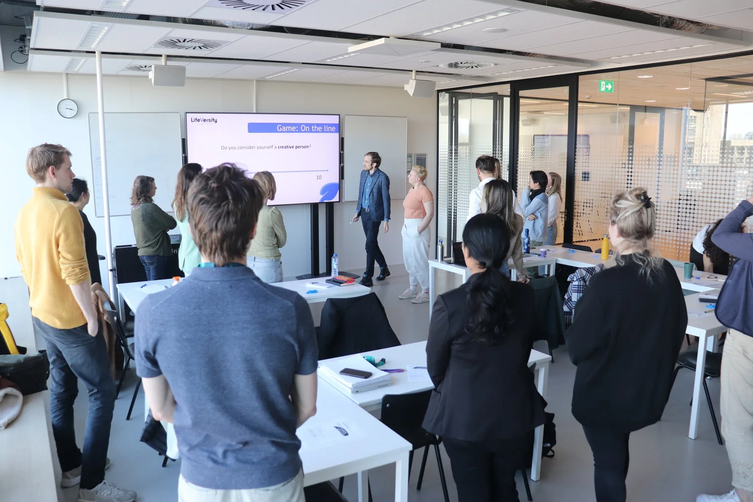 Participants practising during an in-company course
