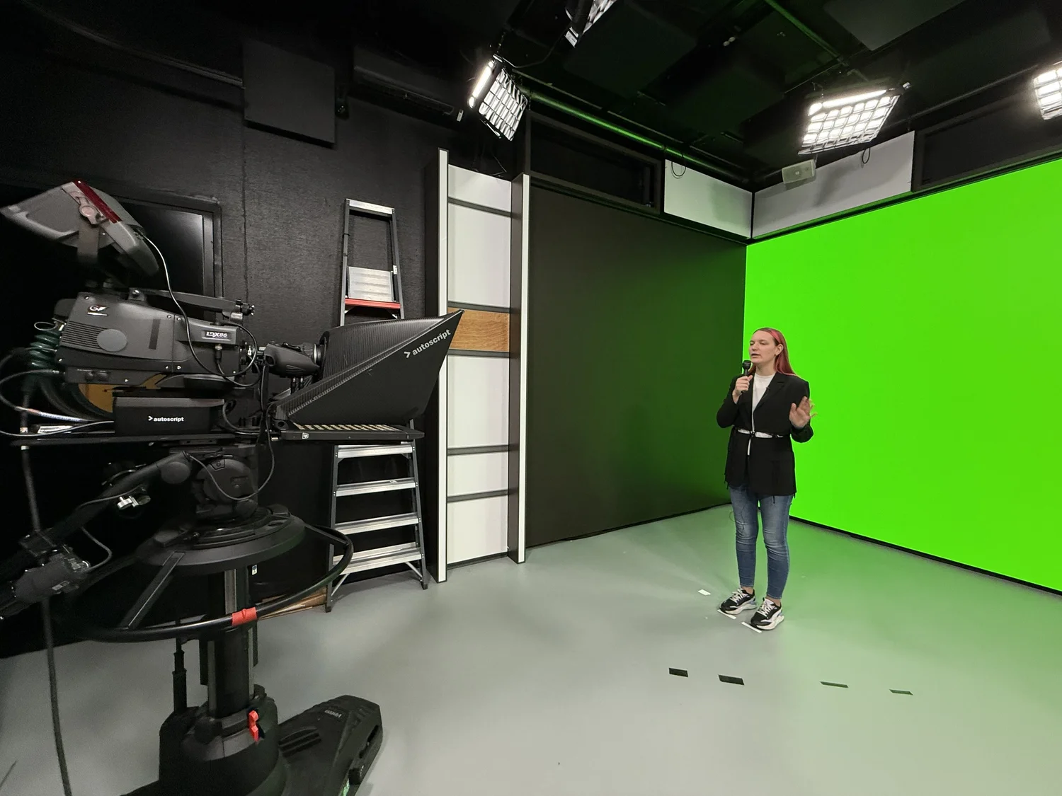 A participant presenting to camera in a studio