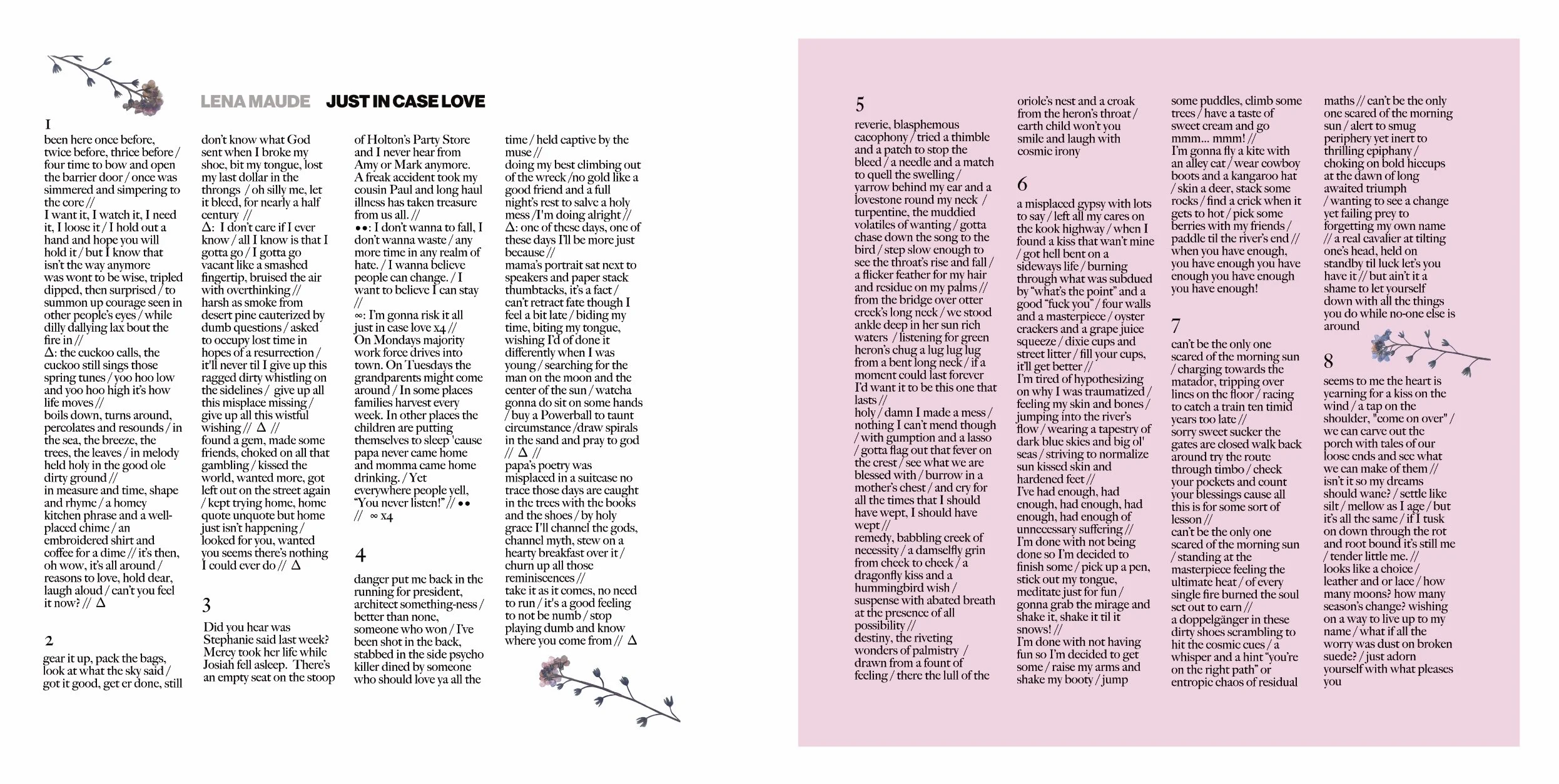 Just in Case Love lyric insert for CD