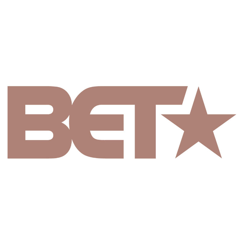 Bet logo with an American flag on top and a star at the end