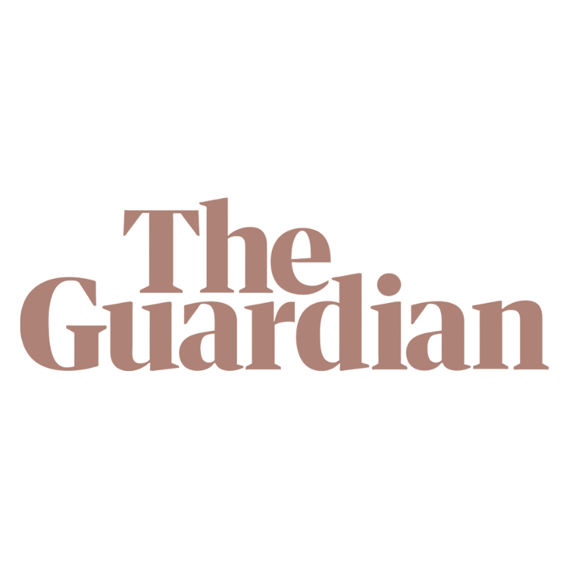 Logo of The Guardian with the text 'The Guardian' in large brown font.