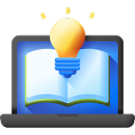 Open book with a glowing light bulb above it.