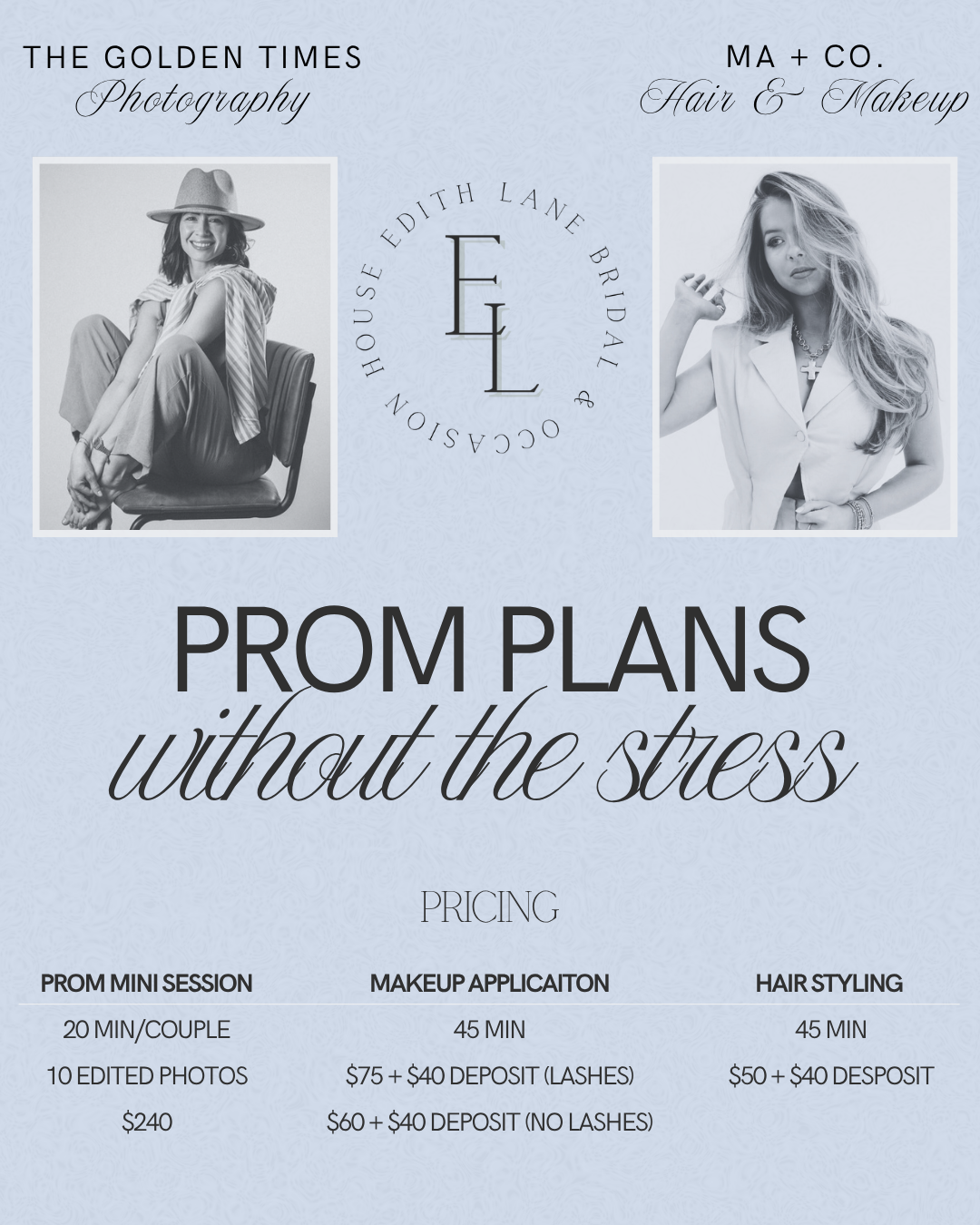 Prom 2026 Hair, Makeup, and Mini Photo Sessions