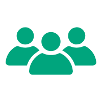 Icon of three stylized people standing together.